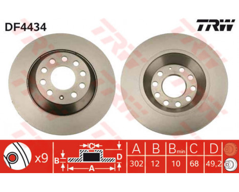 Bromsskiva DF4434 TRW