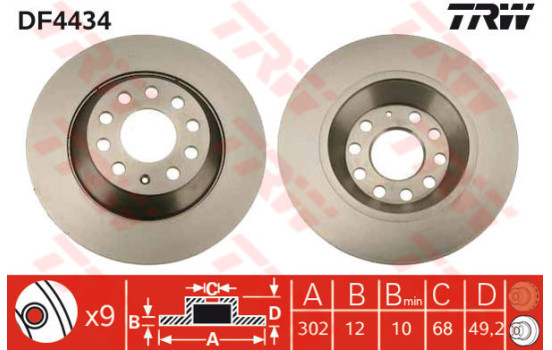 Bromsskiva DF4434 TRW