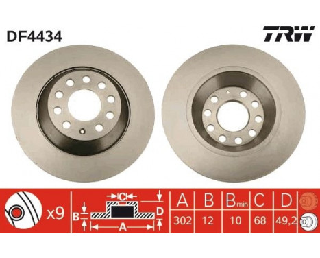 Bromsskiva DF4434 TRW, bild 2