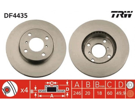 Bromsskiva DF4435 TRW, bild 2