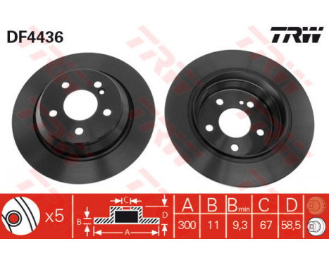 Bromsskiva DF4436 TRW