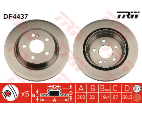 Bromsskiva DF4437 TRW