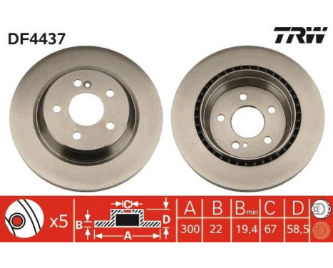 Bromsskiva DF4437 TRW, bild 2
