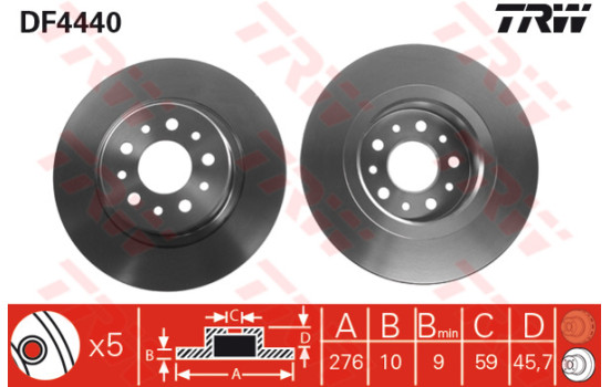 Bromsskiva DF4440 TRW