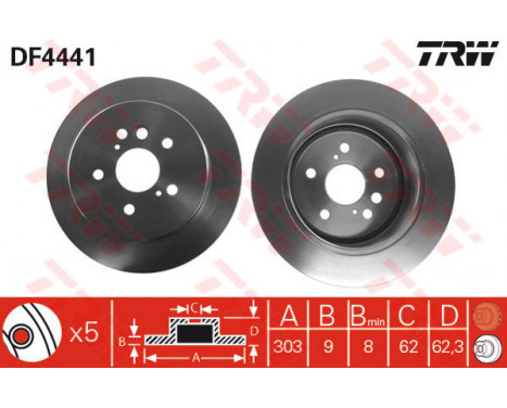 Bromsskiva DF4441 TRW