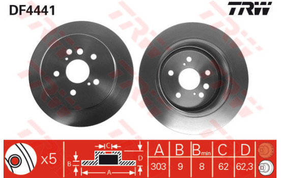 Bromsskiva DF4441 TRW