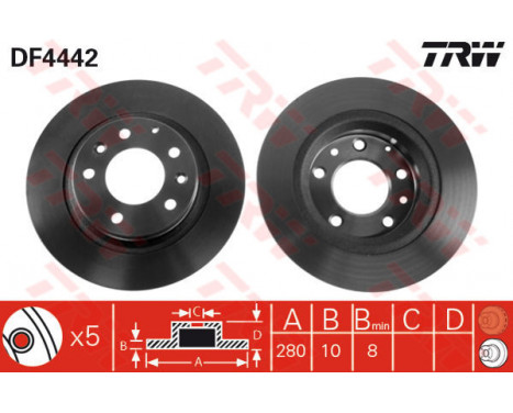 Bromsskiva DF4442 TRW