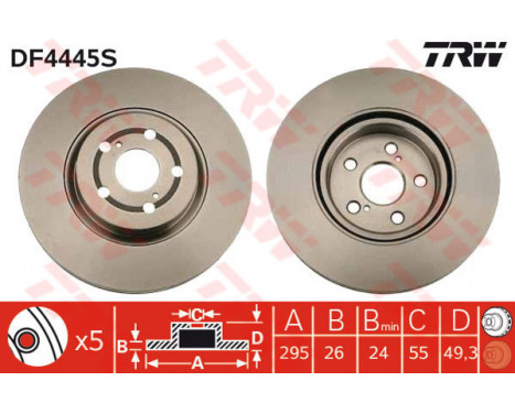 Bromsskiva DF4445S TRW