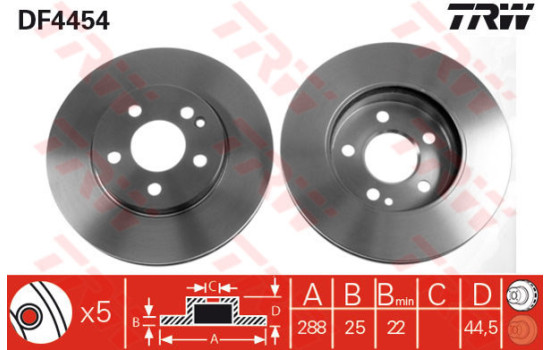Bromsskiva DF4454 TRW