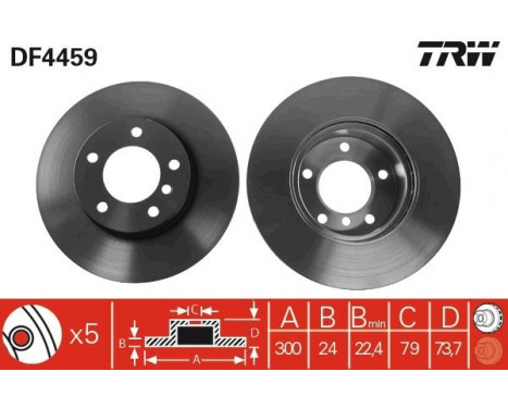 Bromsskiva DF4459 TRW, bild 2