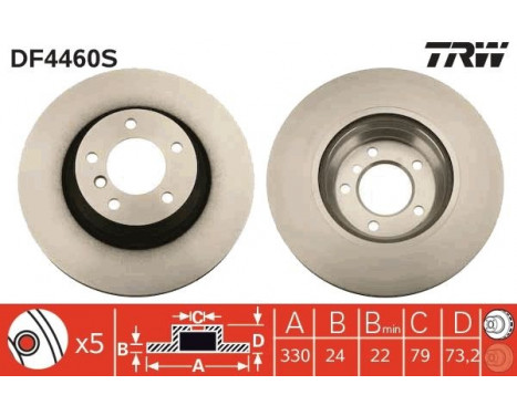 Bromsskiva DF4460S TRW, bild 2