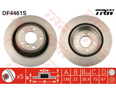 Bromsskiva DF4461S TRW