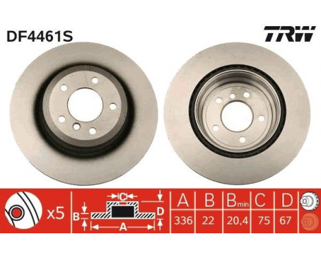 Bromsskiva DF4461S TRW, bild 2