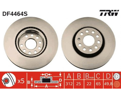 Bromsskiva DF4464S TRW, bild 3