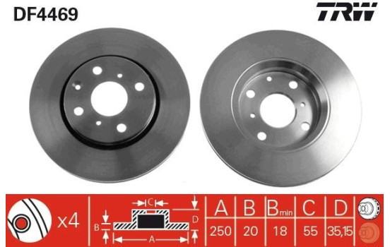 Bromsskiva DF4469 TRW, bild 2