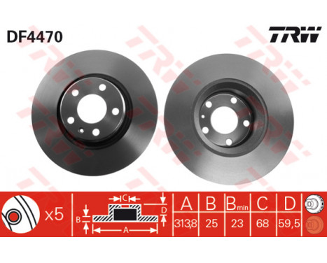 Bromsskiva DF4470 TRW