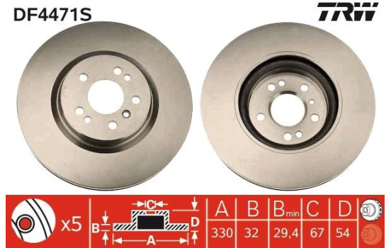 Bromsskiva DF4471S TRW, bild 2