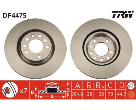 Bromsskiva DF4475 TRW