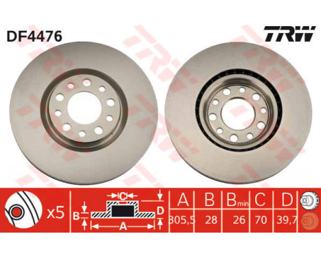 Bromsskiva DF4476 TRW