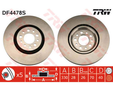 Bromsskiva DF4478S TRW