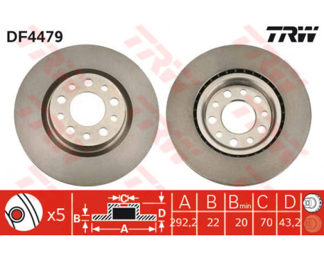 Bromsskiva DF4479 TRW