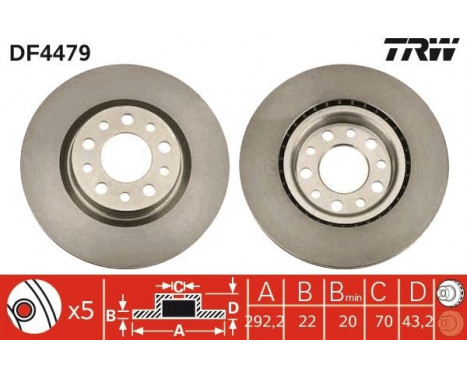 Bromsskiva DF4479 TRW, bild 2