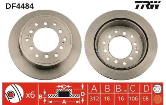 Bromsskiva DF4484 TRW, bild 2