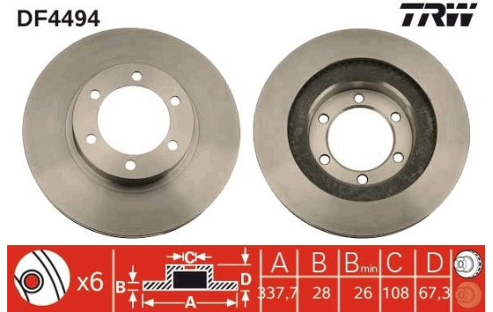 Bromsskiva DF4494 TRW, bild 2