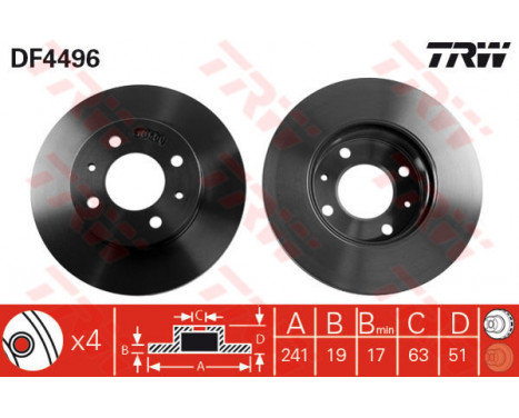 Bromsskiva DF4496 TRW