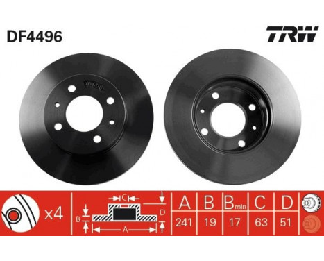 Bromsskiva DF4496 TRW, bild 2