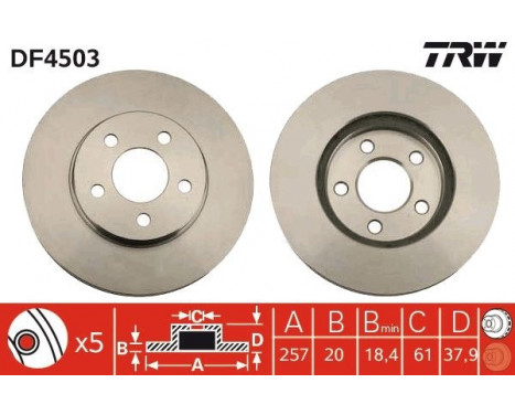 Bromsskiva DF4503 TRW