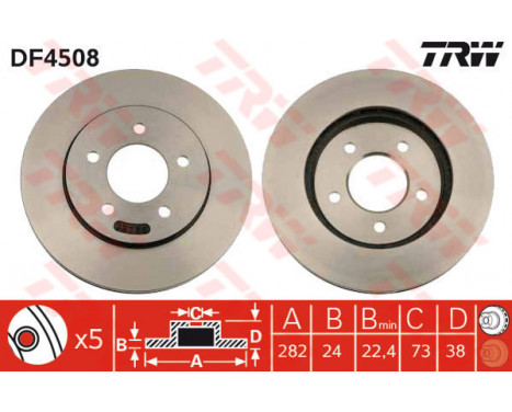 Bromsskiva DF4508 TRW