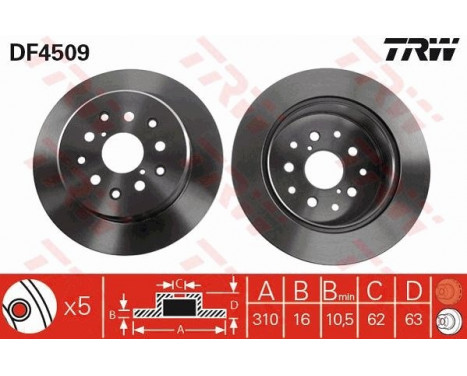 Bromsskiva DF4509 TRW