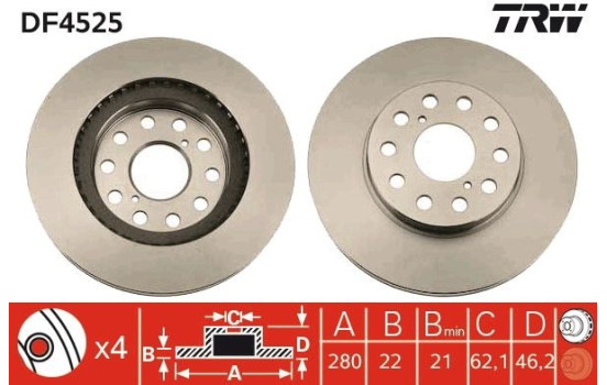 Bromsskiva DF4525 TRW