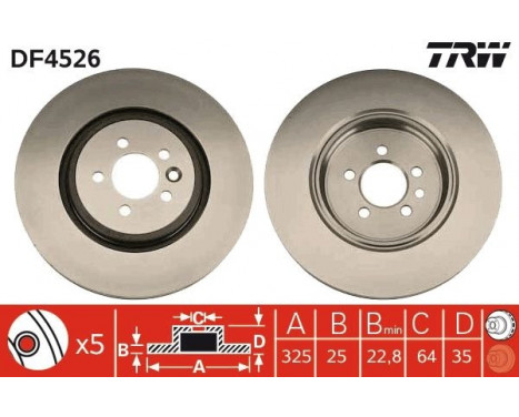 Bromsskiva DF4526 TRW