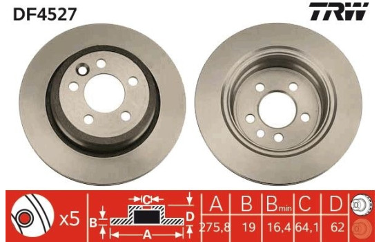 Bromsskiva DF4527 TRW