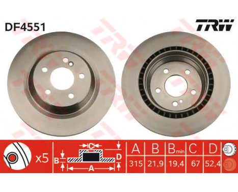 Bromsskiva DF4551 TRW