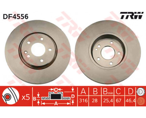 Bromsskiva DF4556 TRW