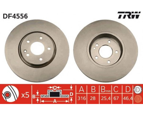 Bromsskiva DF4556 TRW, bild 2