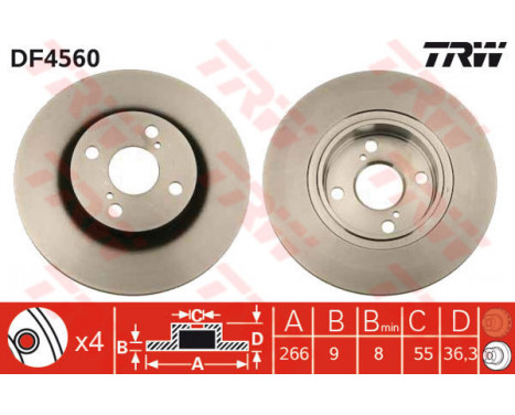 Bromsskiva DF4560 TRW