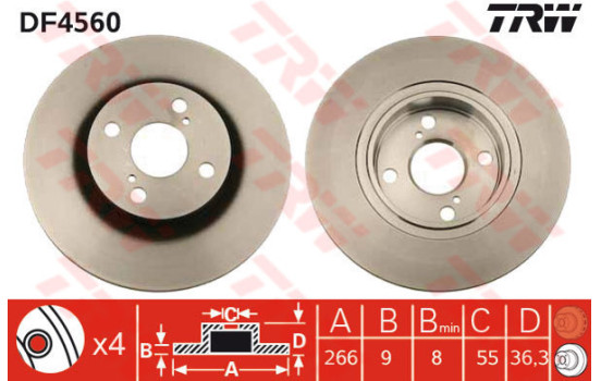 Bromsskiva DF4560 TRW