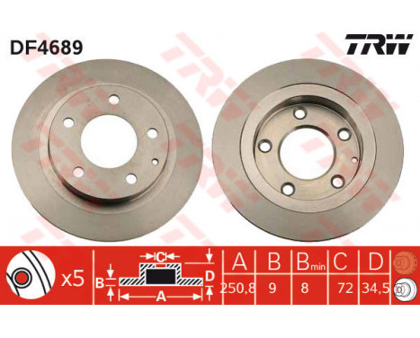 Bromsskiva DF4689 TRW