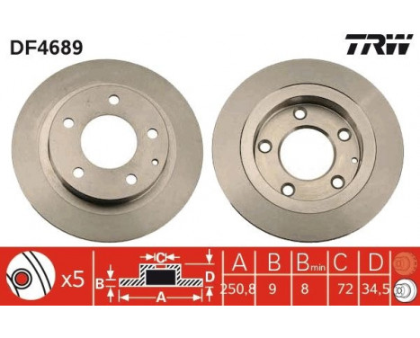 Bromsskiva DF4689 TRW, bild 2