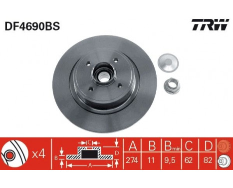 Bromsskiva DF4690BS TRW, bild 2