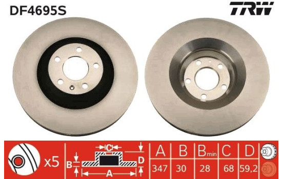 Bromsskiva DF4695S TRW, bild 2