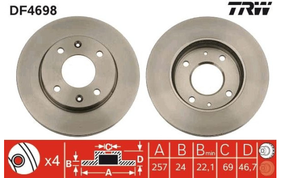 Bromsskiva DF4698 TRW, bild 2