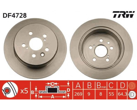 Bromsskiva DF4728 TRW