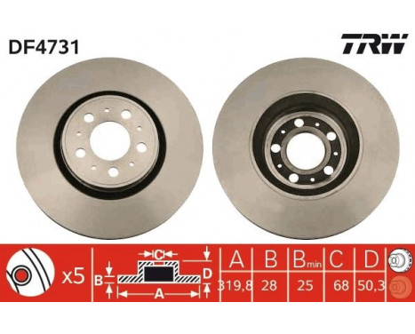 Bromsskiva DF4731 TRW