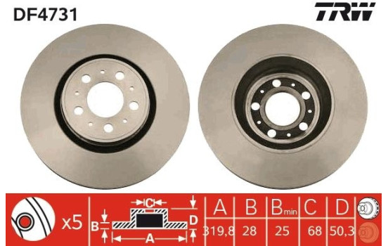 Bromsskiva DF4731 TRW