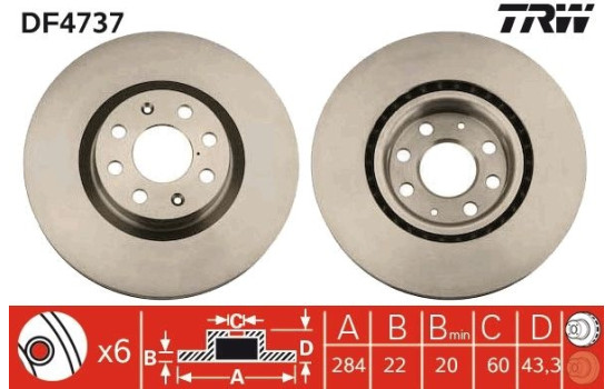 Bromsskiva DF4737 TRW, bild 2